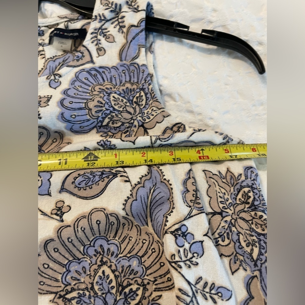 Tommy Hilfiger Purple White Floral provincial paisley Linen Dress linen viscose - Picture 4 of 6